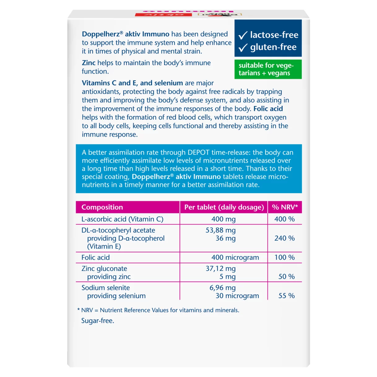 Illustration of the product packaging Doppelherz aktiv Immuno rear view